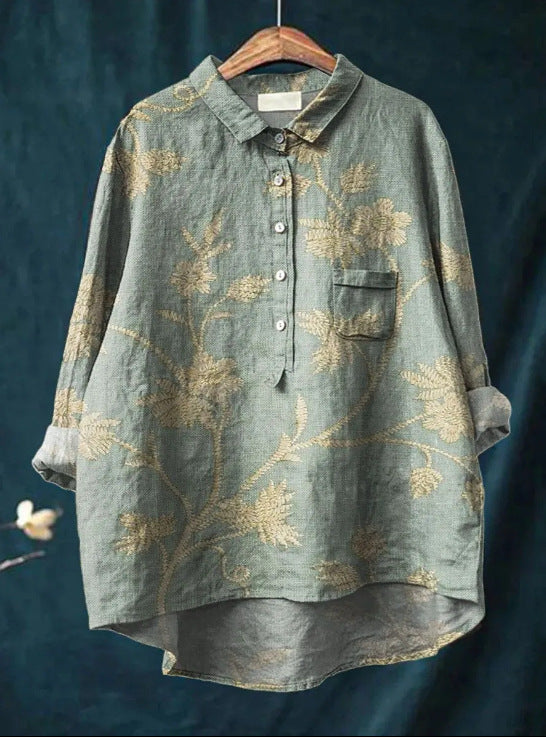 Women's Floral Print Long Sleeve Blouse