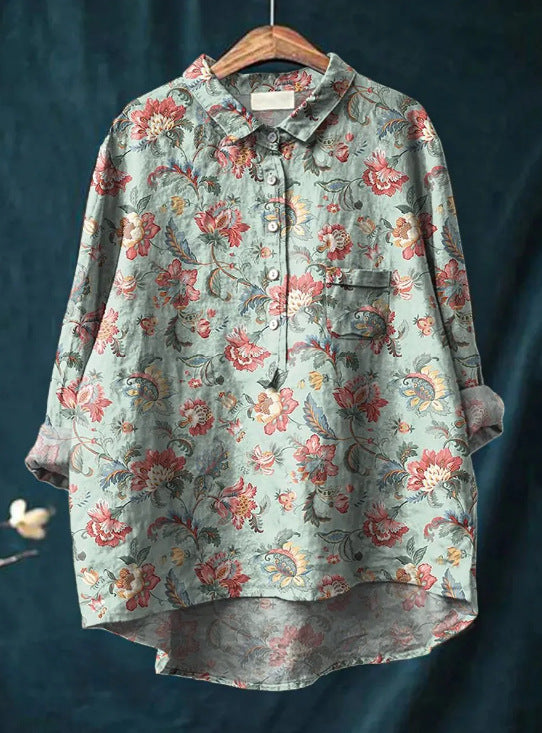 Women's Floral Print Long Sleeve Blouse