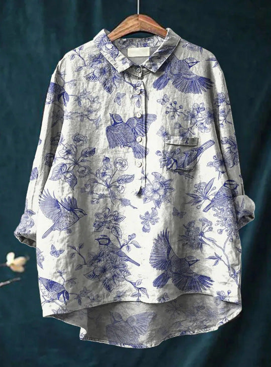 Women's Floral Print Long Sleeve Blouse