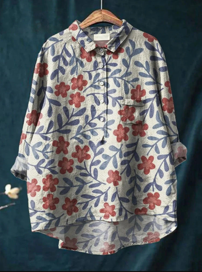 Women's Floral Print Long Sleeve Blouse