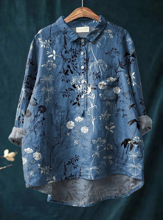 Women's Floral Print Long Sleeve Blouse
