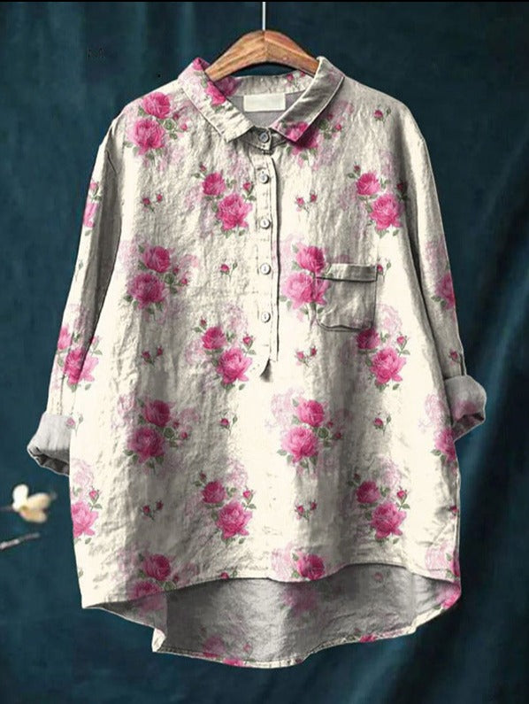 Women's Floral Print Long Sleeve Blouse
