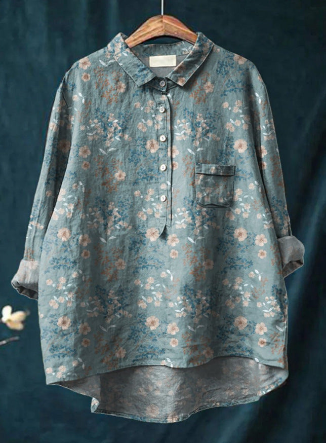 Women's Floral Print Long Sleeve Blouse