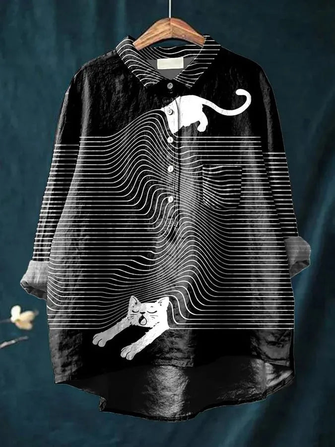 Women's Novelty Dog Print Long Sleeve Blouse