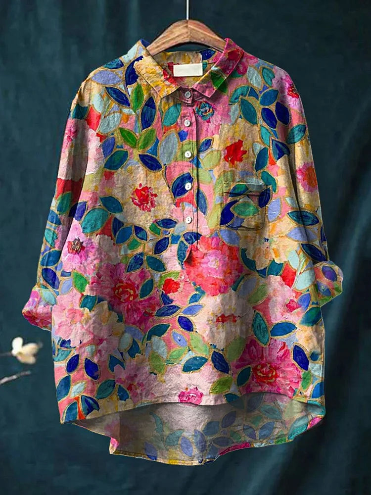 Women's Novelty Dog Print Long Sleeve Blouse