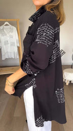 Women's Printed Relaxed Fit Button-Up Blouse