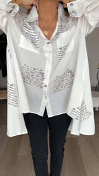 Women's Printed Relaxed Fit Button-Up Blouse