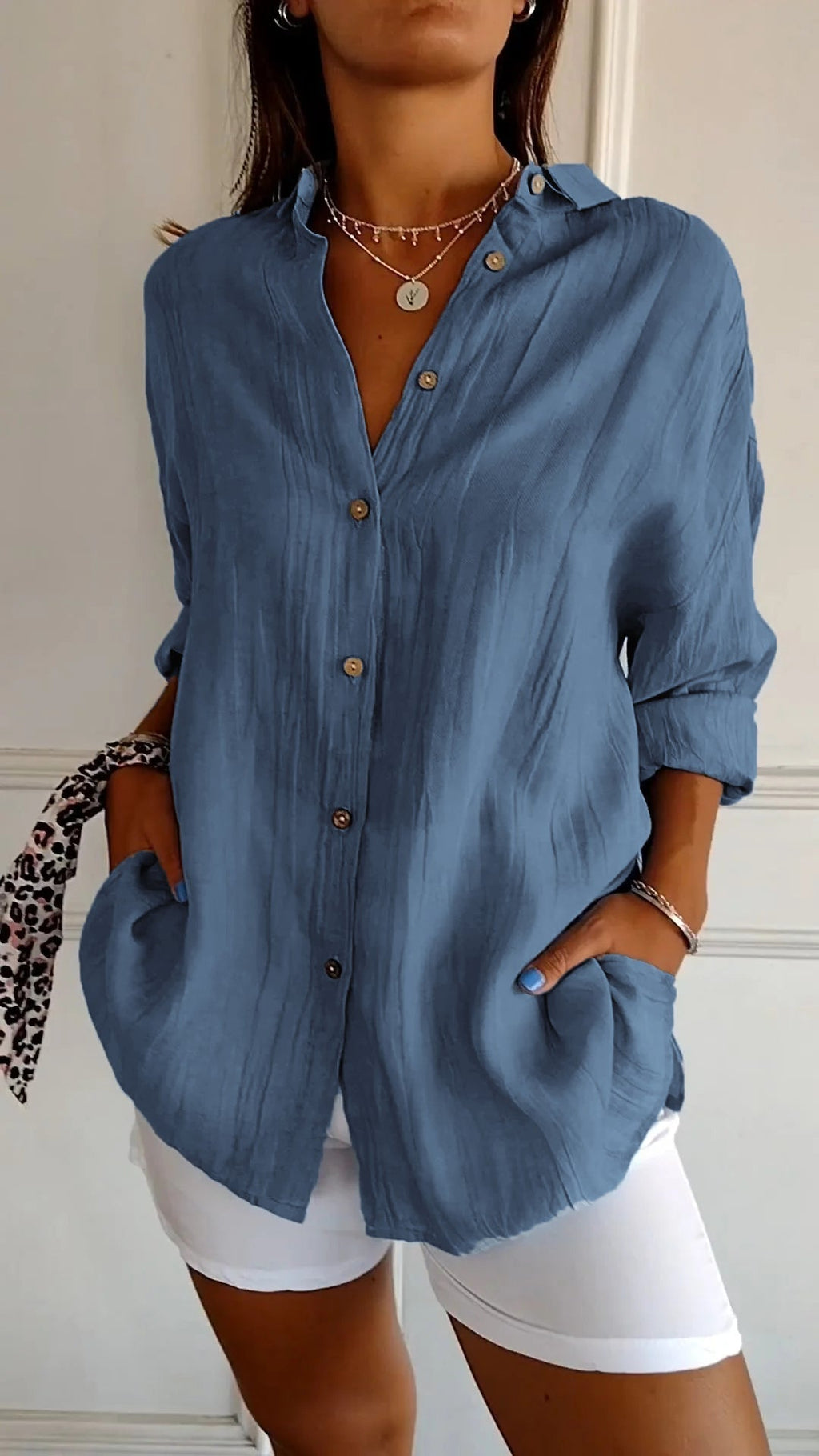 Women's Relaxed Button-Down Shirt Blouse