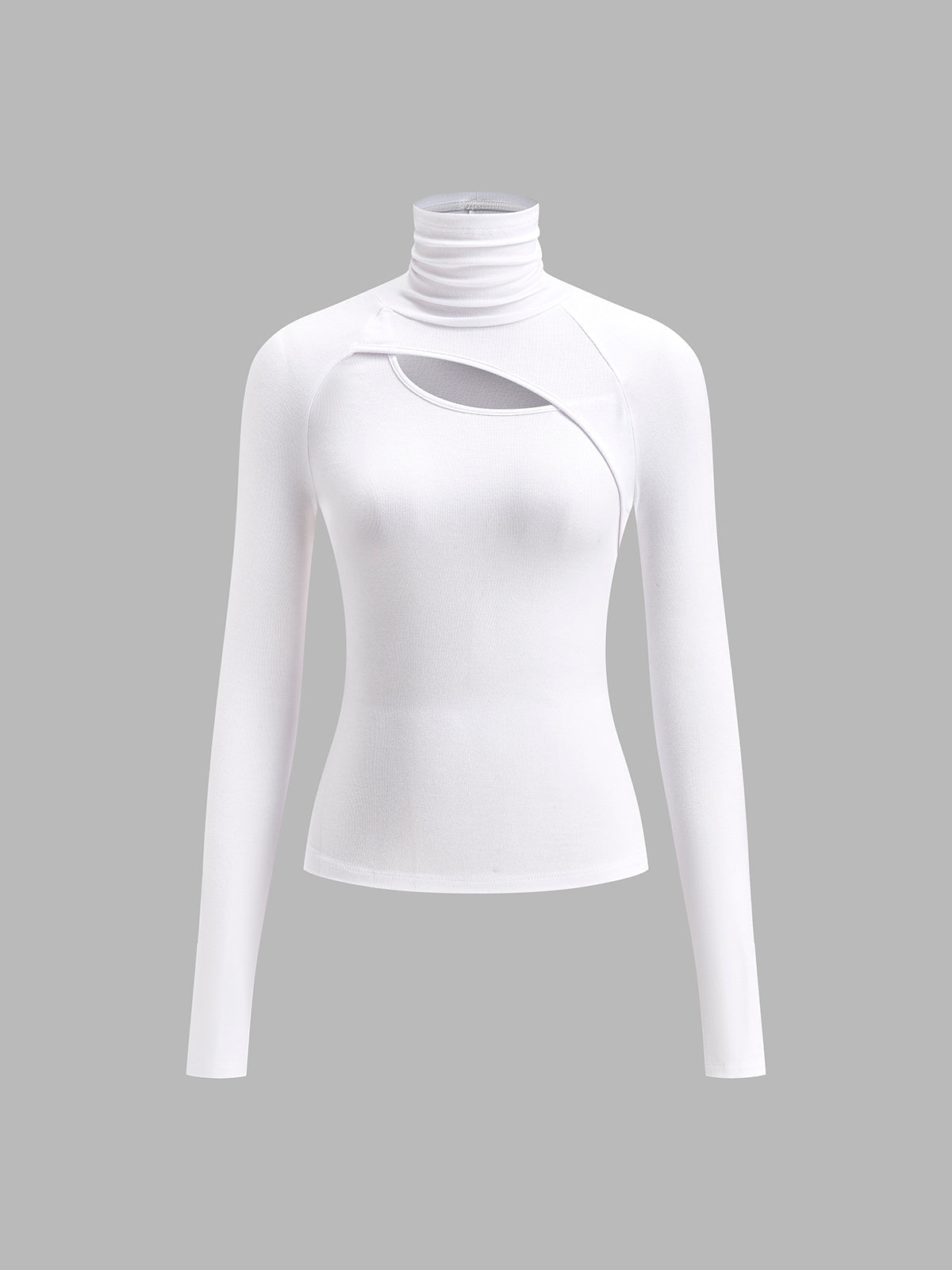 Women's Cut Out Turtleneck Long Sleeve Slim Fit Top