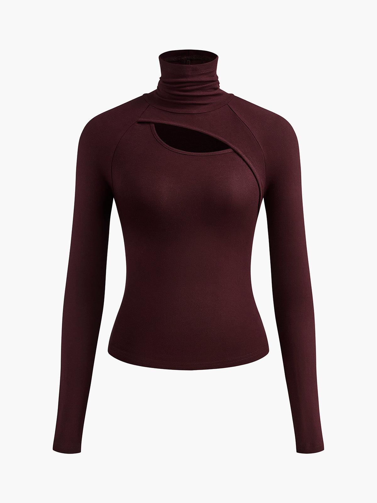 Women's Cut Out Turtleneck Long Sleeve Slim Fit Top