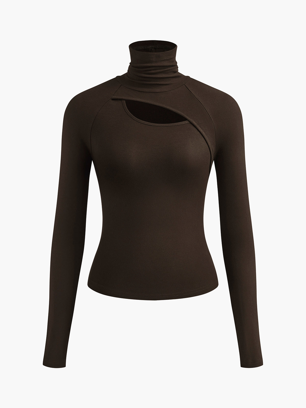 Women's Cut Out Turtleneck Long Sleeve Slim Fit Top