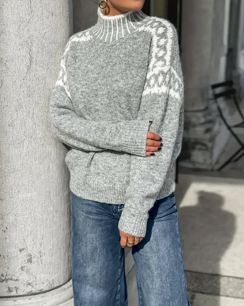 Women's Mock Neck Long Sleeve Sweater