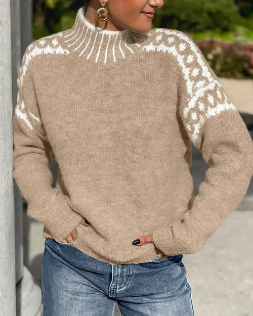 Women's Mock Neck Long Sleeve Sweater