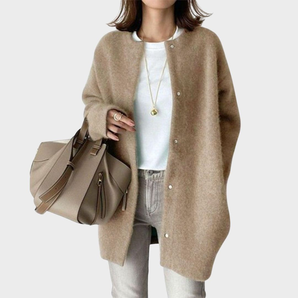 Women's Long Sleeve Open Front Cardigan - Khaki