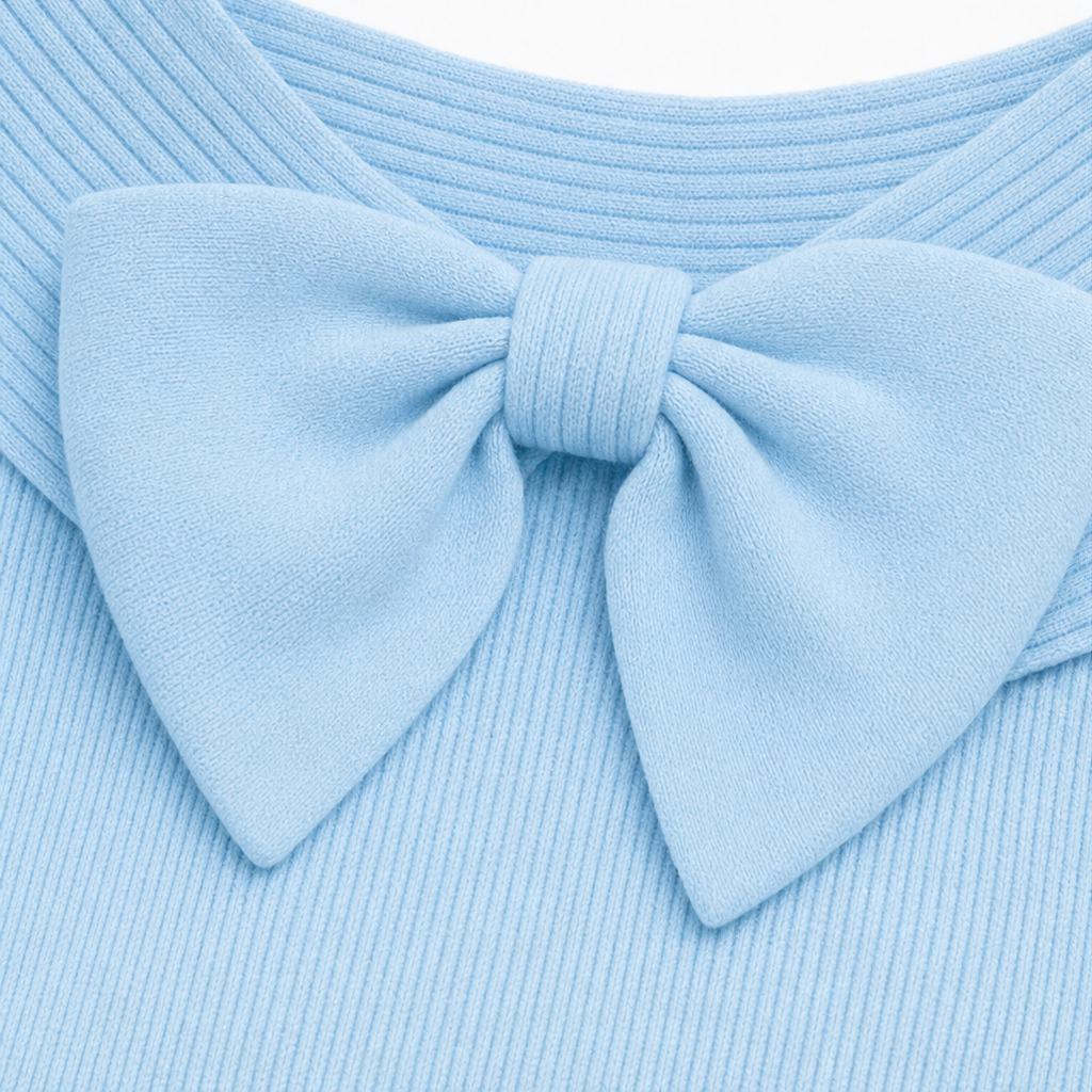 Bettina | Bow Neck Ribbed Knit Sweater