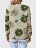 Women's Floral V-Neck Long Sleeve Sweater