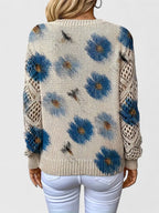 Women's Floral V-Neck Long Sleeve Sweater