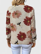 Women's Floral V-Neck Long Sleeve Sweater
