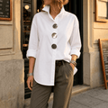 Women's White Oversized Button-Down Blouse