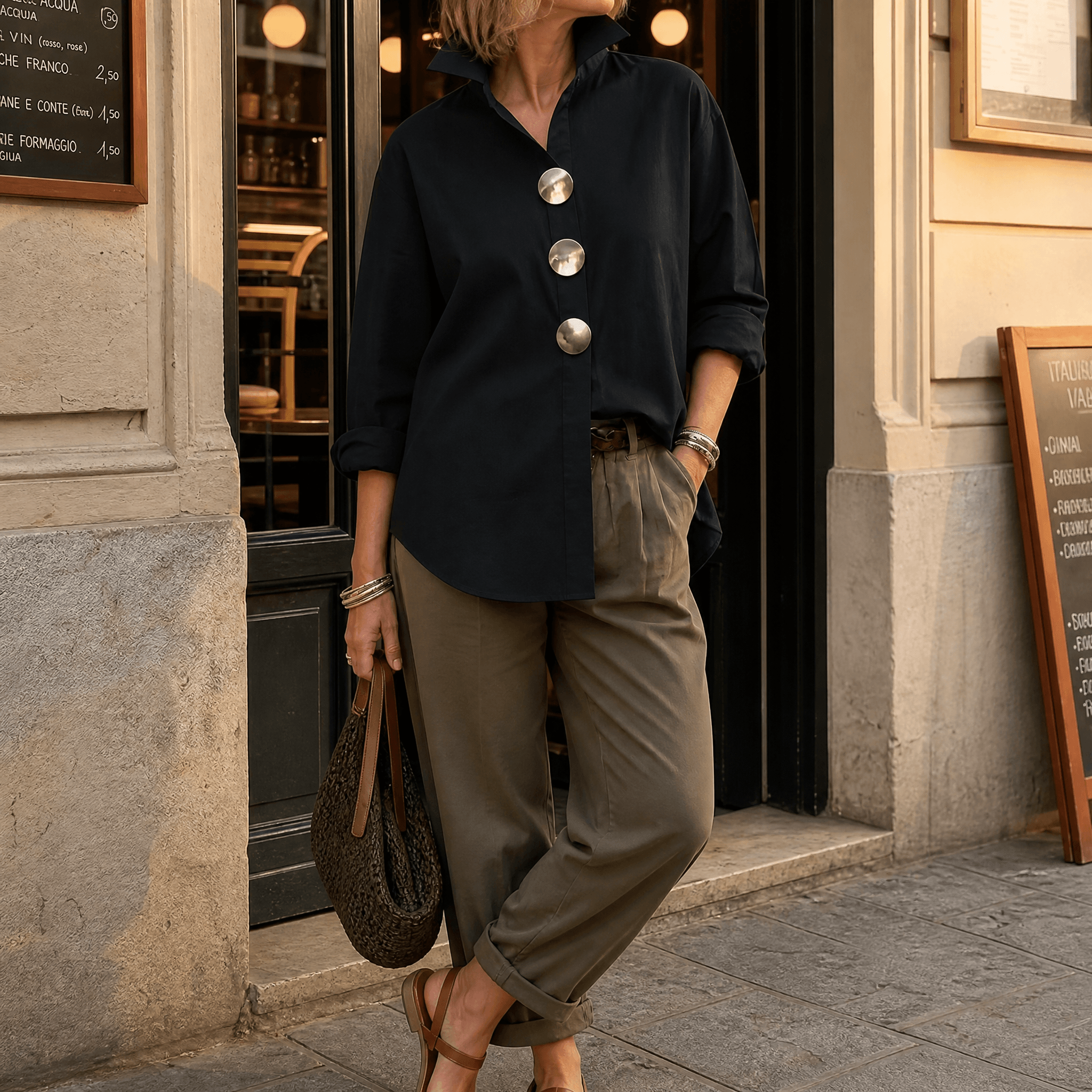 Women's White Oversized Button-Down Blouse