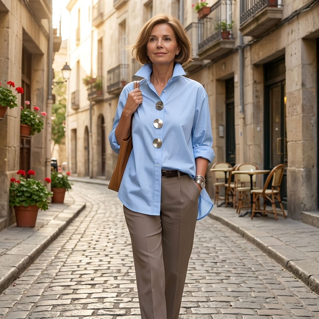 Women's White Oversized Button-Down Blouse