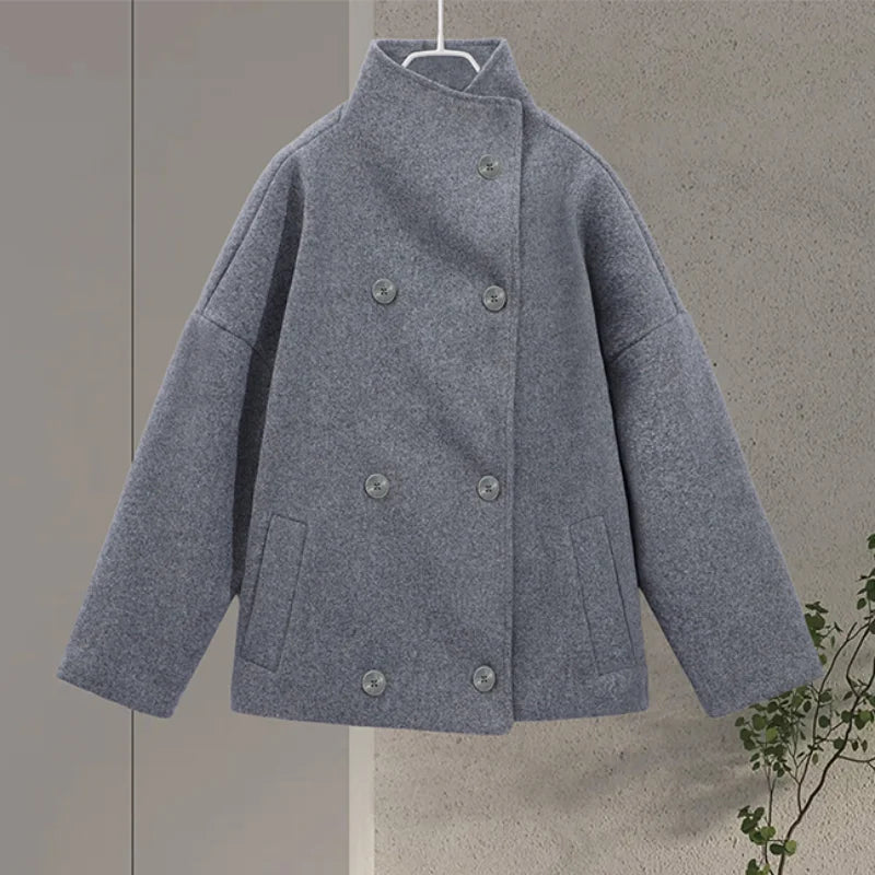 Women's Double Breasted Stand Collar Coat