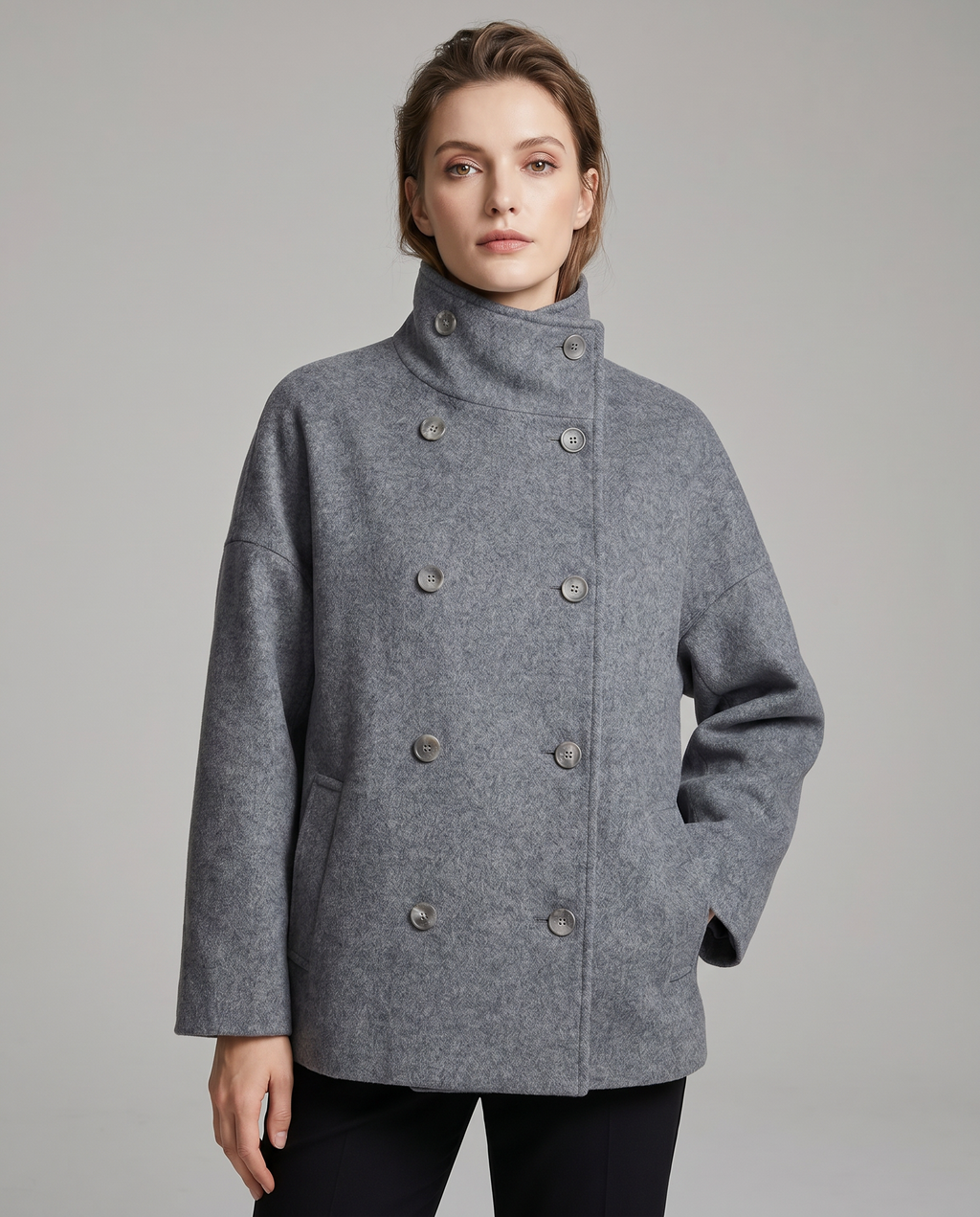 Women's Double Breasted Stand Collar Coat