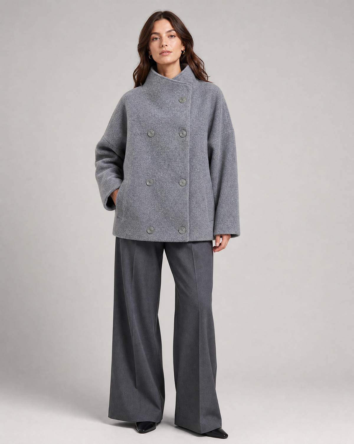 Women's Double Breasted Stand Collar Coat