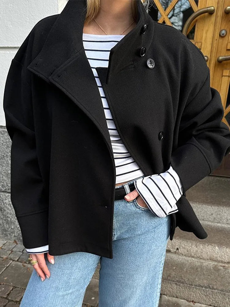 Women's Double Breasted Stand Collar Coat