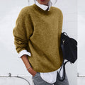 Women's Oversized Round Neck Sweater - Khaki