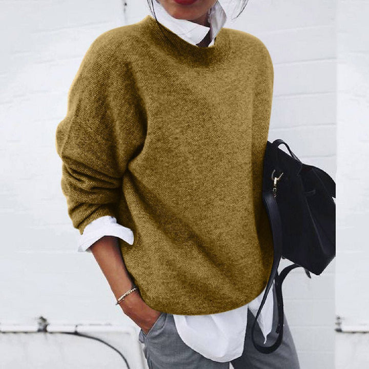 Women's Oversized Round Neck Sweater - Khaki