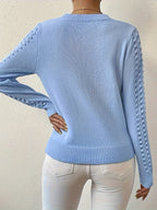 Aveline | Pointelle-Knit Round Neck Sweater