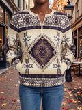 Aztec Jacquard Sweatshirt - Plum Aztec
