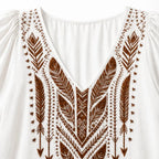Women's Boho Embroidered V-Neck Blouse