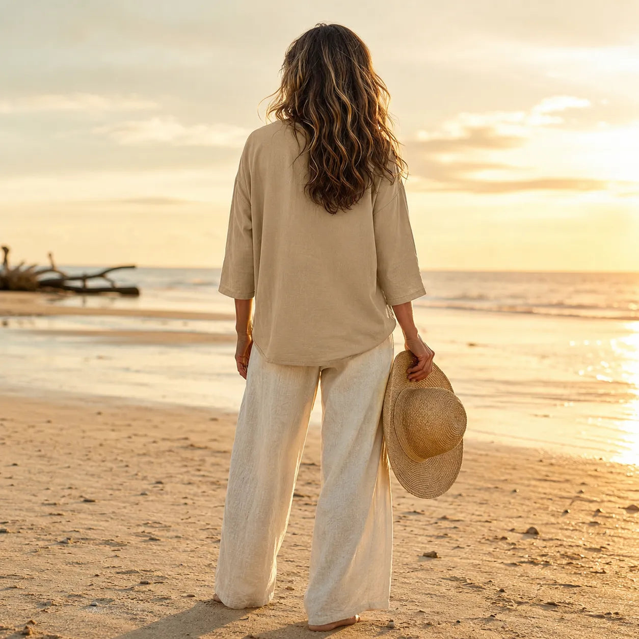 Women's Relaxed V-Neck Blouse 3/4 Sleeve