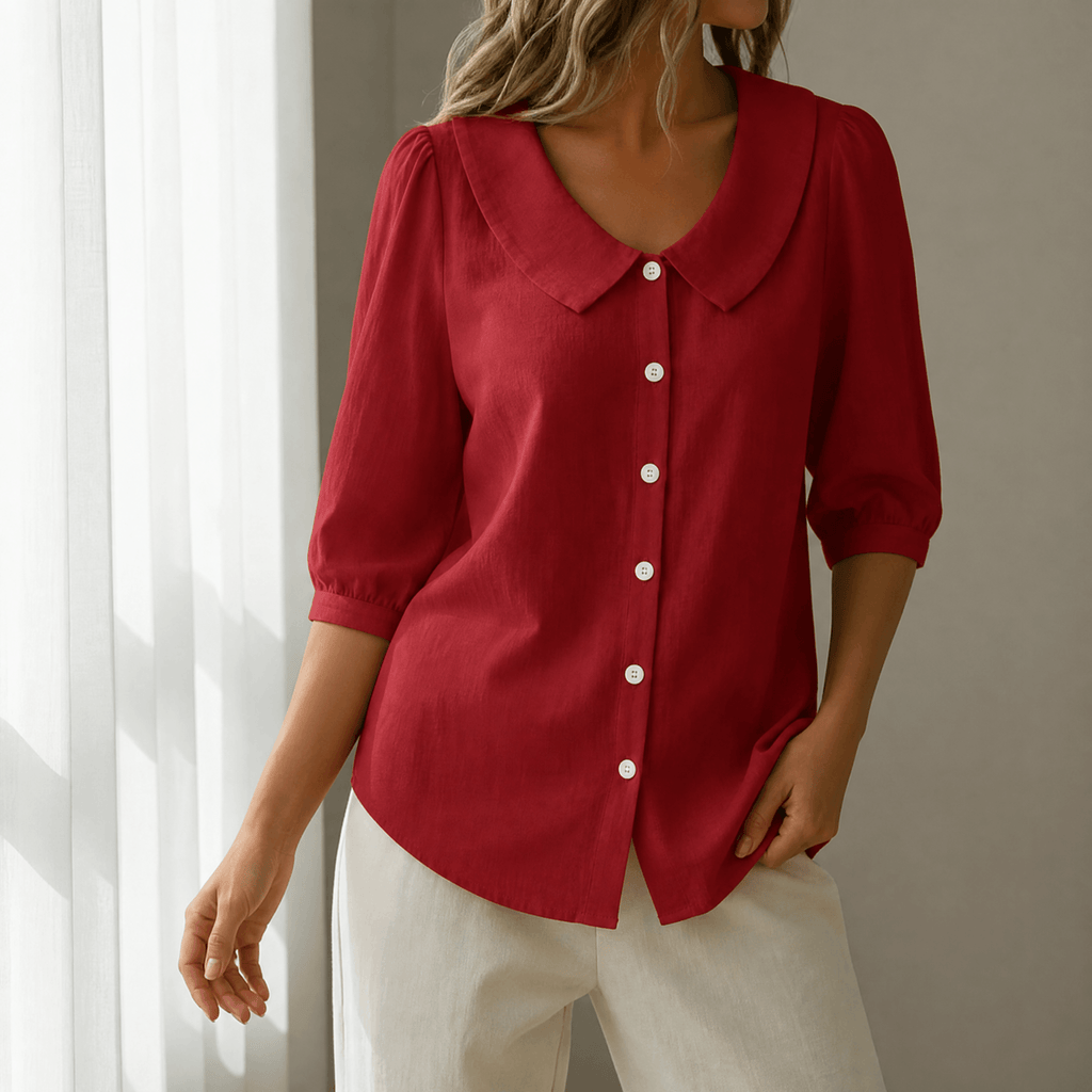 Women's Peter Pan Collar Button-Up Blouse