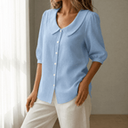Women's Peter Pan Collar Button-Up Blouse