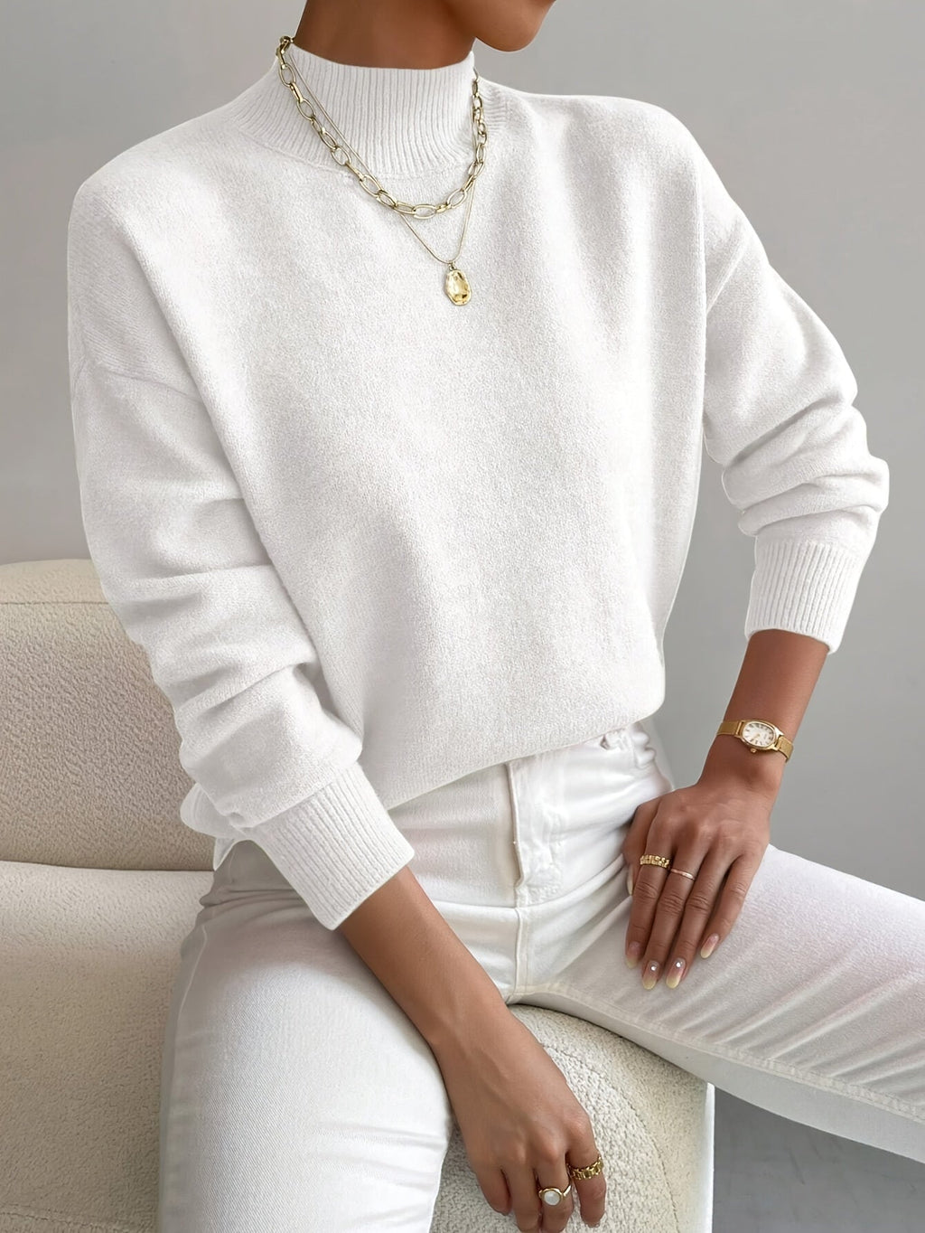 Women's Mock Neck Long Sleeve Sweater