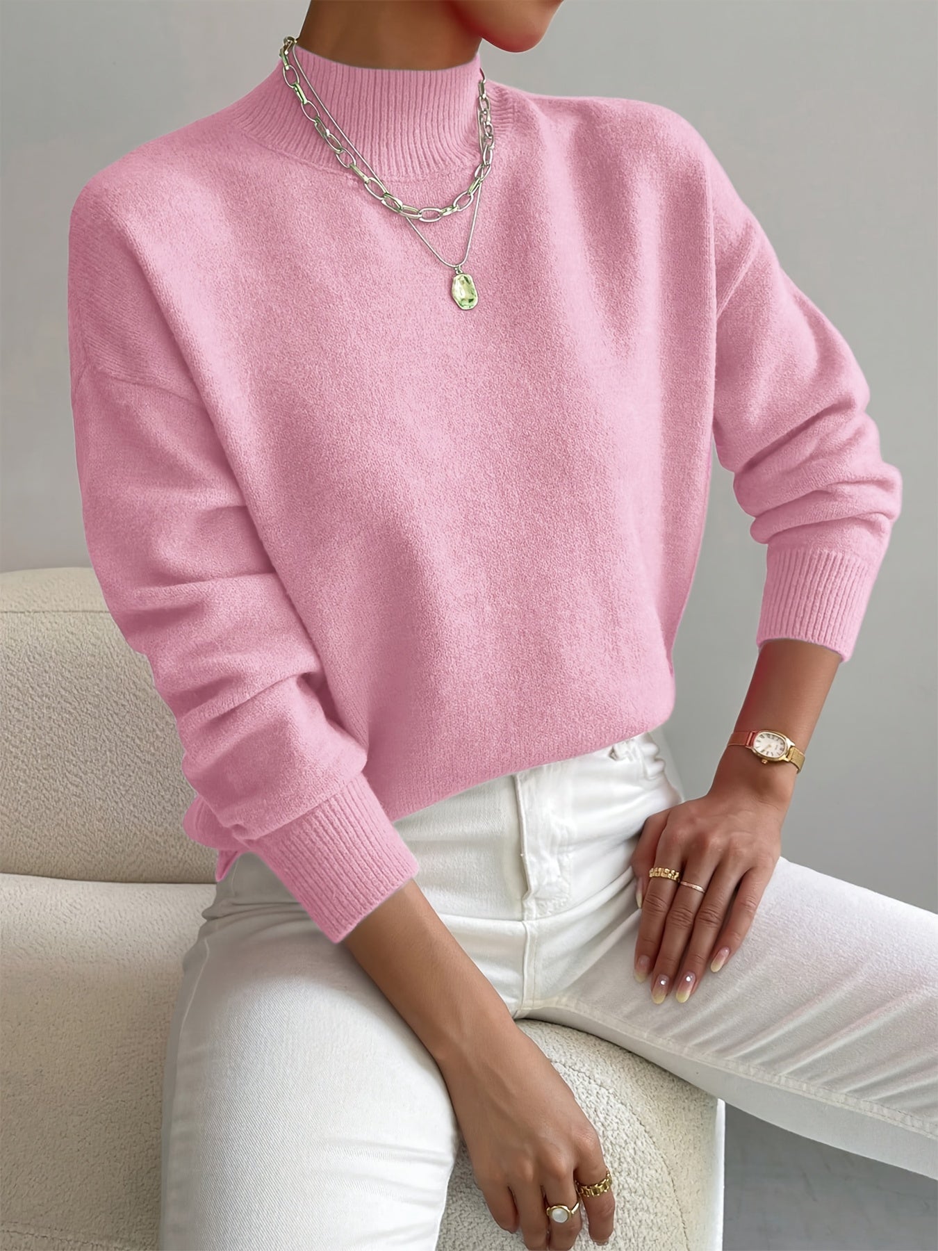Women's Mock Neck Long Sleeve Sweater