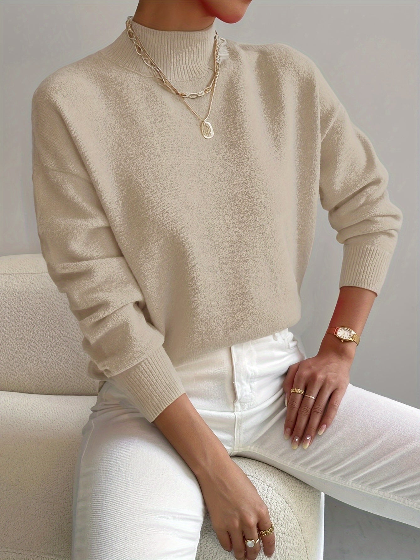 Women's Mock Neck Long Sleeve Sweater