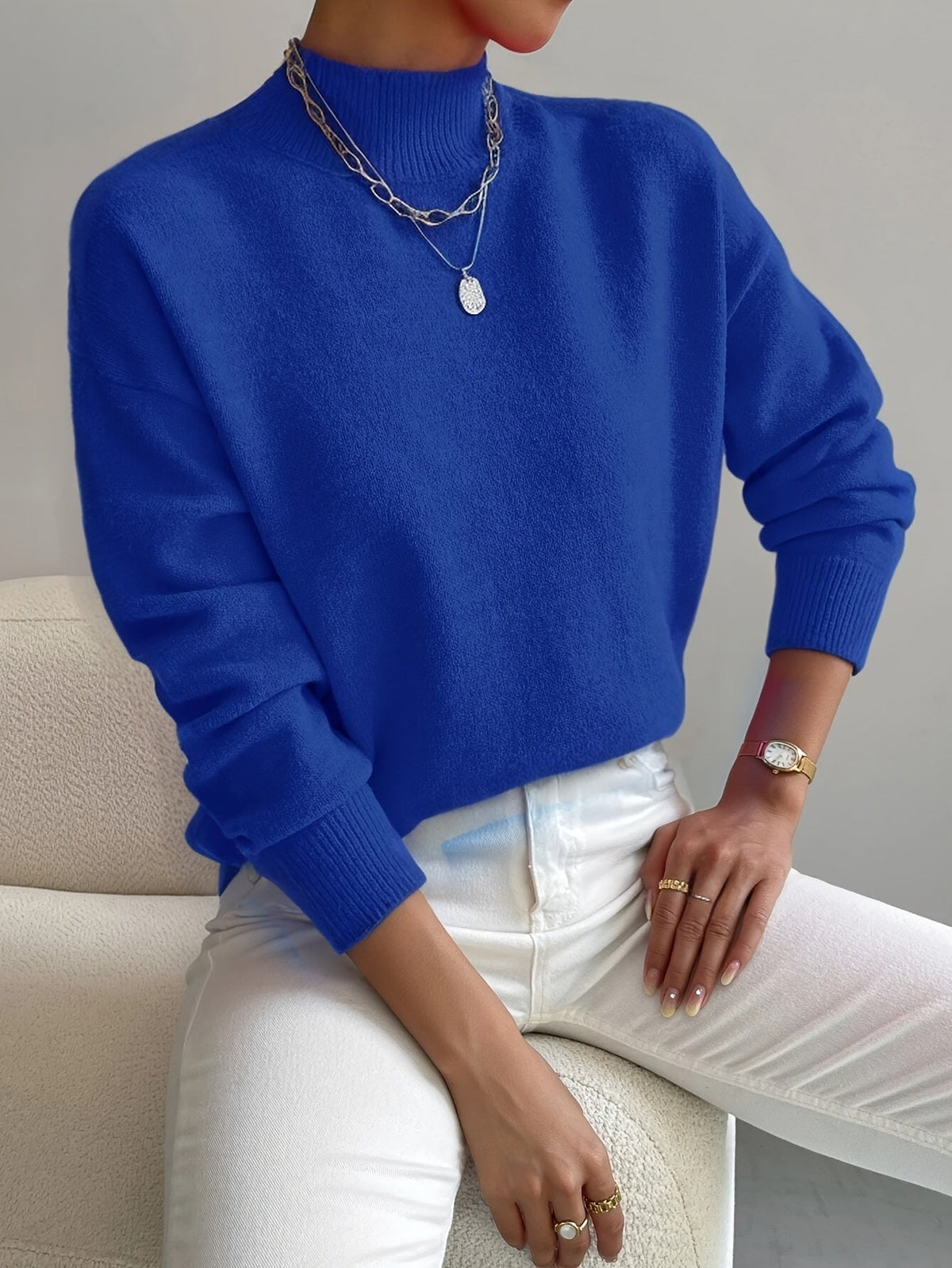 Women's Mock Neck Long Sleeve Sweater