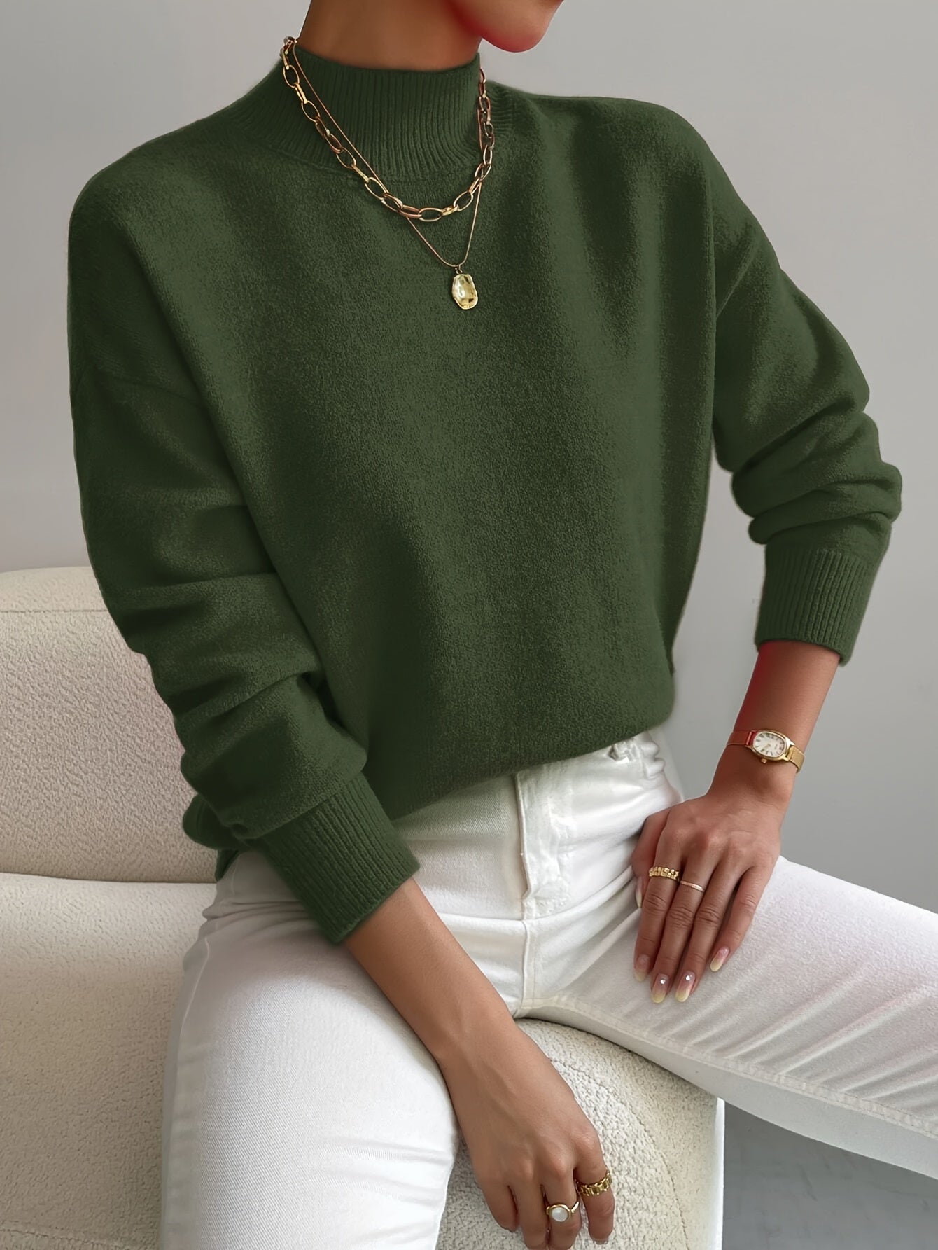 Women's Mock Neck Long Sleeve Sweater