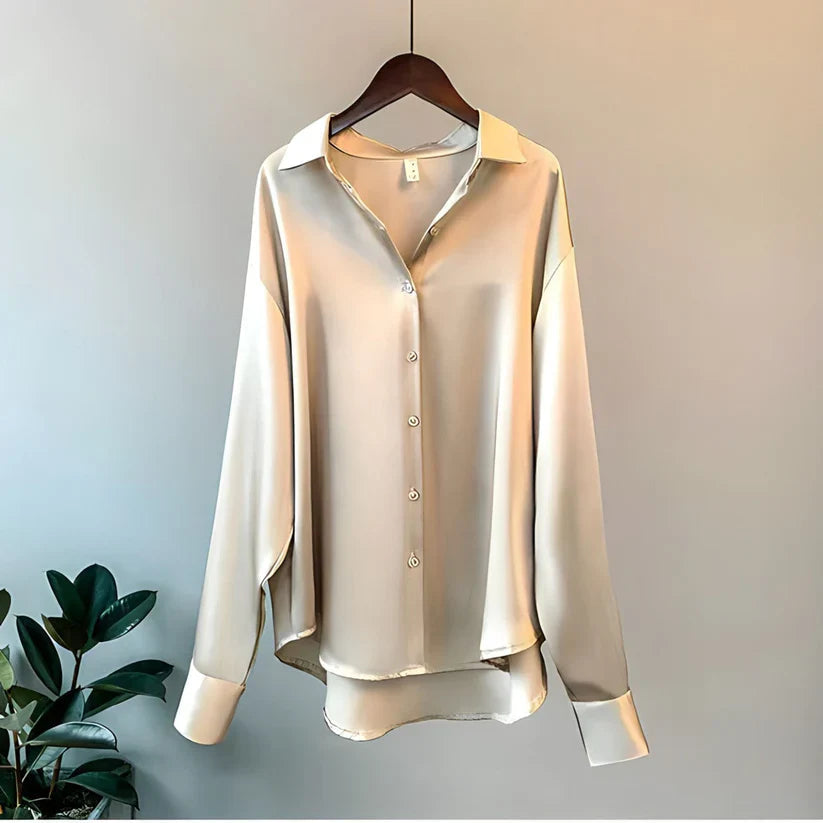 Women's Long Sleeve Collared Button Down Blouse