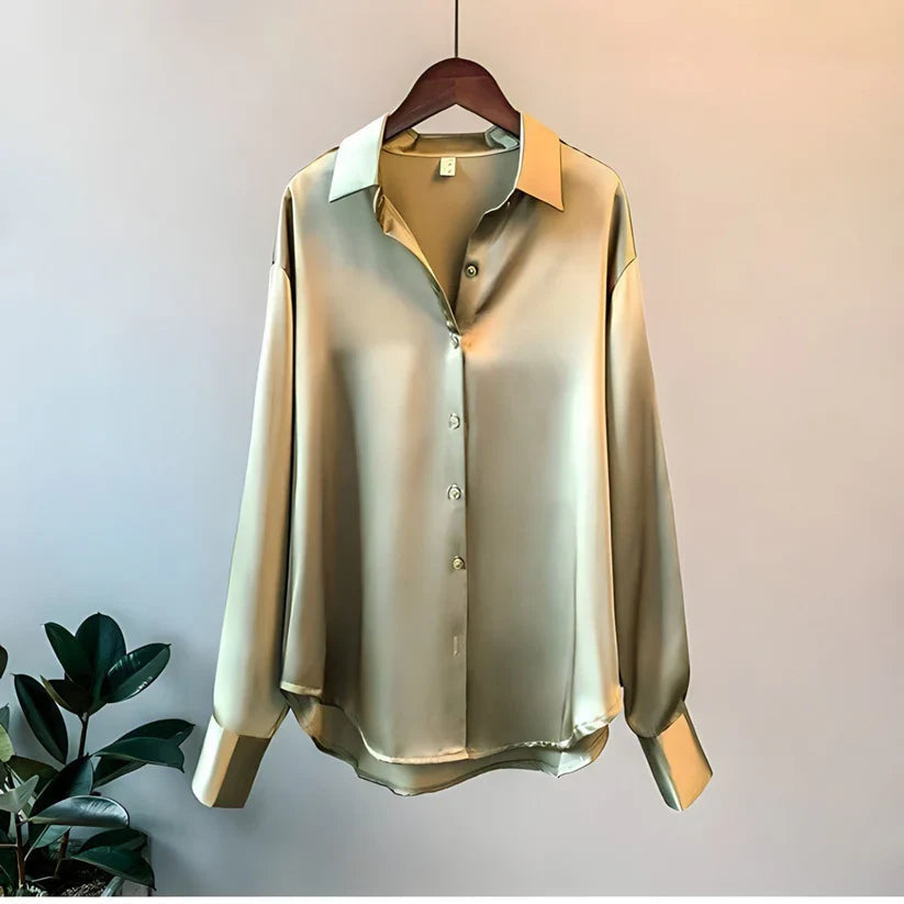 Women's Long Sleeve Collared Button Down Blouse
