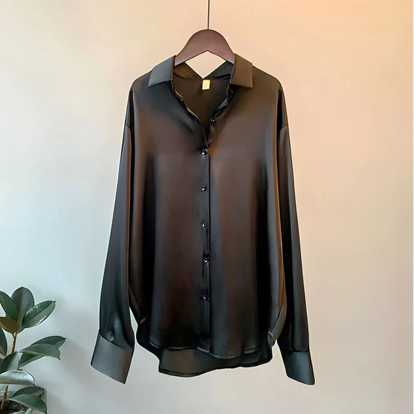 Women's Long Sleeve Collared Button Down Blouse