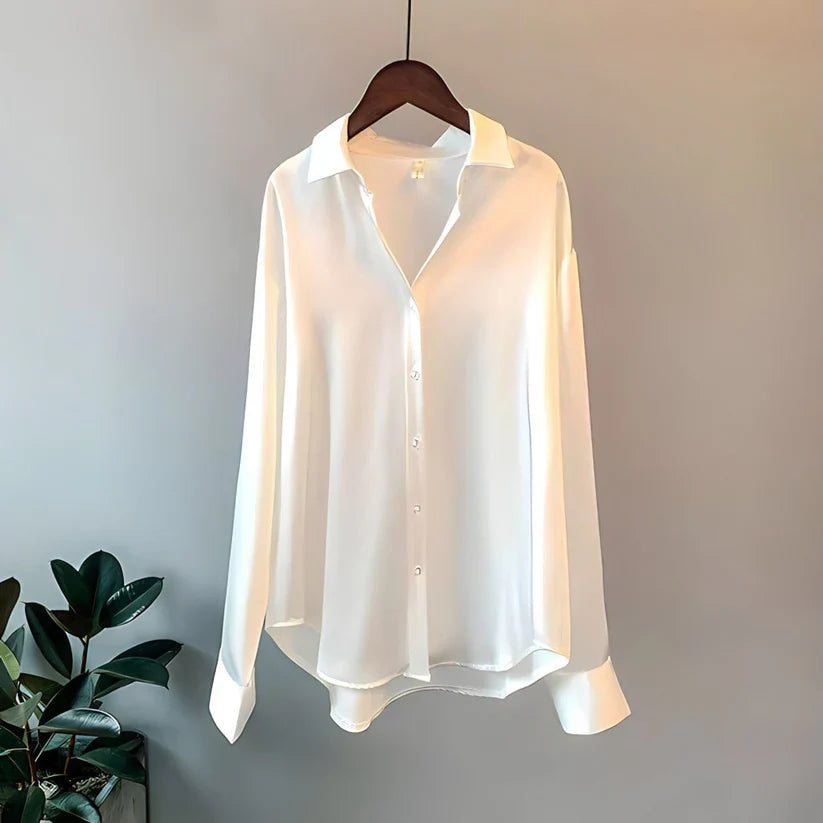 Women's Long Sleeve Collared Button Down Blouse
