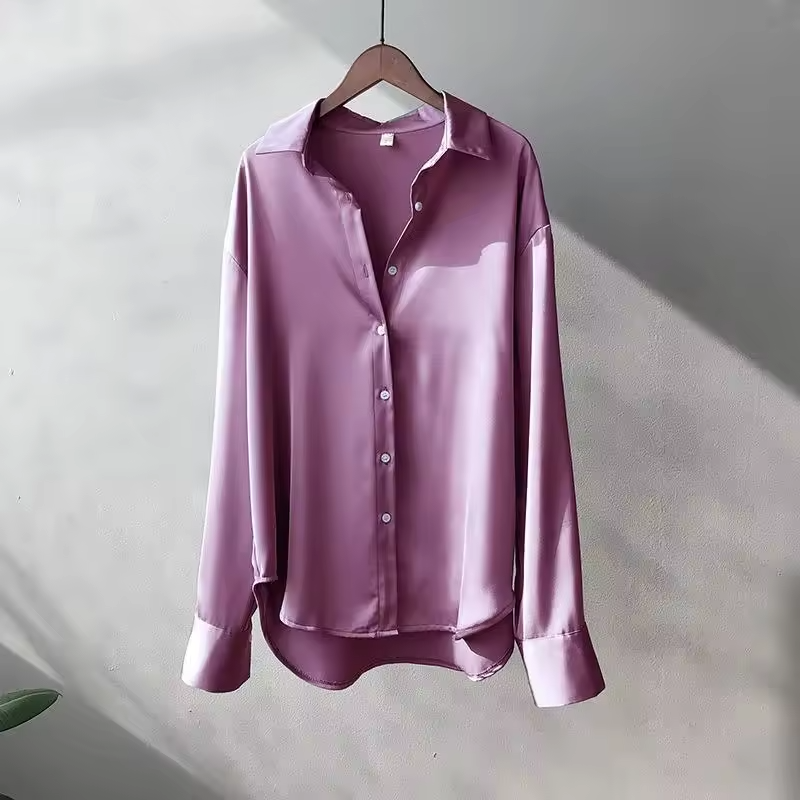 Women's Long Sleeve Collared Button Down Blouse