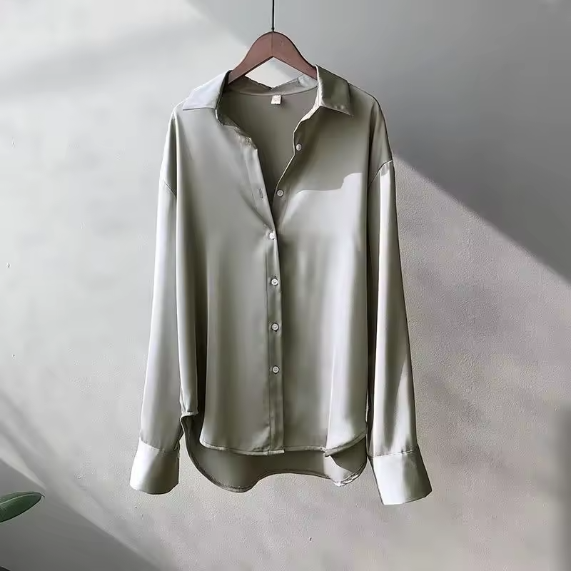 Women's Long Sleeve Collared Button Down Blouse