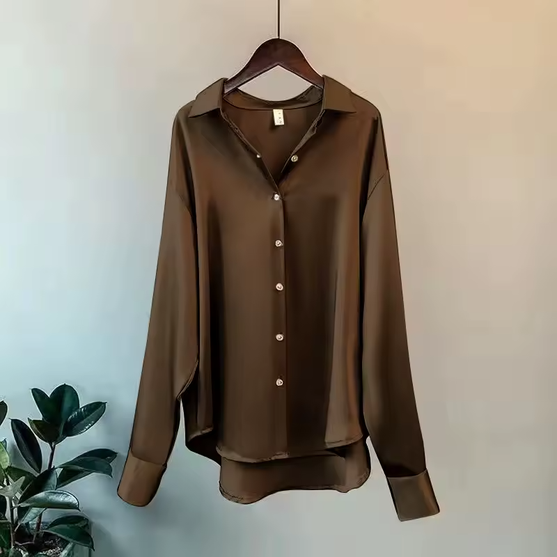 Women's Long Sleeve Collared Button Down Blouse