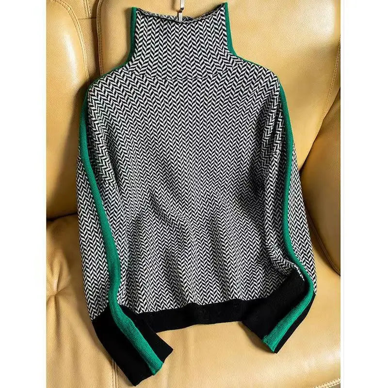 Women's Herringbone Turtleneck Sweater